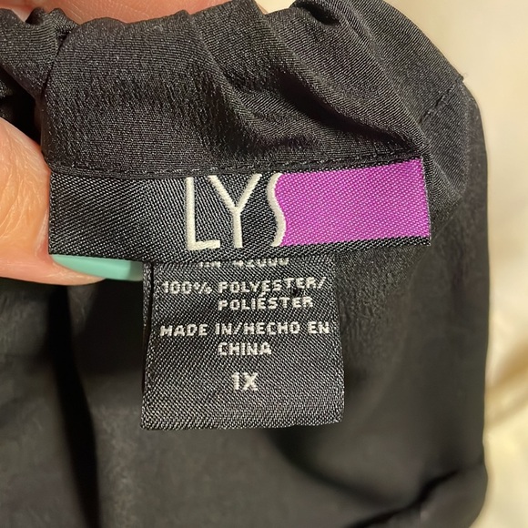 LYS halter zip up embellishment neckline top / blouse black adjustable straps 1X - Picture 9 of 11